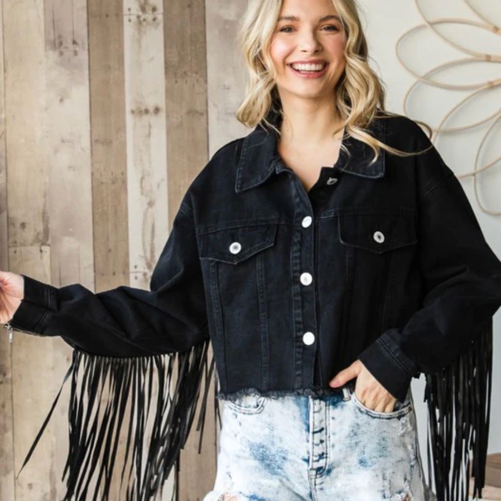 Boutique Small Town Country Girl Fringe Jacket